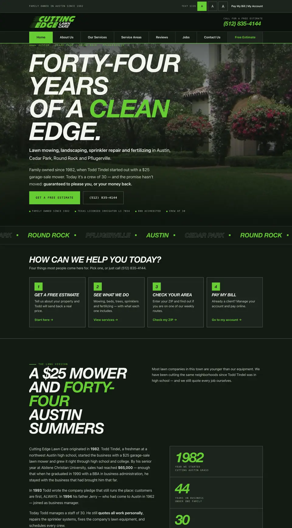 Cutting Edge Lawn Care website